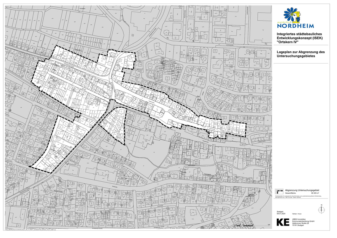 Vorläufiger Abgrenzungsplan des Untersuchungsgebietes "Ortskern IV"