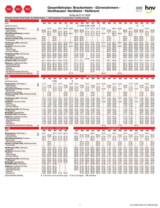Bildausschnitt Fahrplan ab 01.01.2026