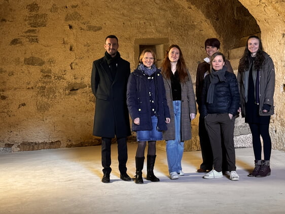 v.l. Elouan Pêcheur (Private Hotel Collection), Sabine Hübl, Hannah Markert (NZT), Tanja Seegelke (THL), Christina Lennhof (KST), Celina Ponto (Stadt Brackenheim)