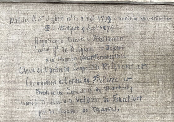 Wilhelm J.F. Seybold nè te 2. Mai 1799 a Nordheim Würtemberg † in Stuttgart 9. Sept 1874 Nègociant à Anvers èt Heilbronn (= Kaufmann/Händler in Antwerpen und Heilbronn) (Text jetzt übersetzt) Königlich Belgischer Konsul, Mitglied der Kammer der Abgeordneten in Württemberg Träger des belgischen Leopoldsorden Commenthurkreuz des König Friedrichs Ordens verheiratet mit Amalie von den Velden aus Frankfurt Vater von Agathe de Marval