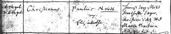 Von dem oben genannte Paulus Northa, verheiratet mit Elisabetha, lässt sich noch ein Kind nachweisen, Christianus North, geboren am 5.5.1734. Danach verlieren sich die Spuren dieses Namens in Schwaigern.