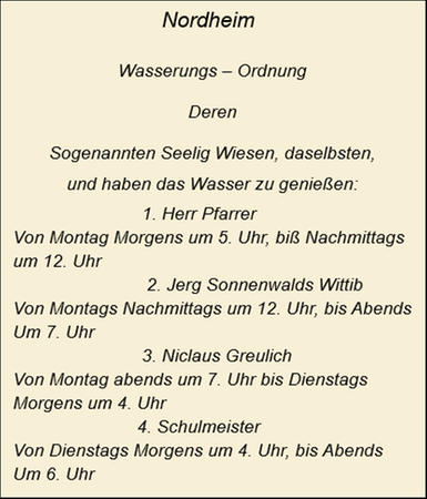 Wässerungs-Ordnung aus der Zeit um 1750