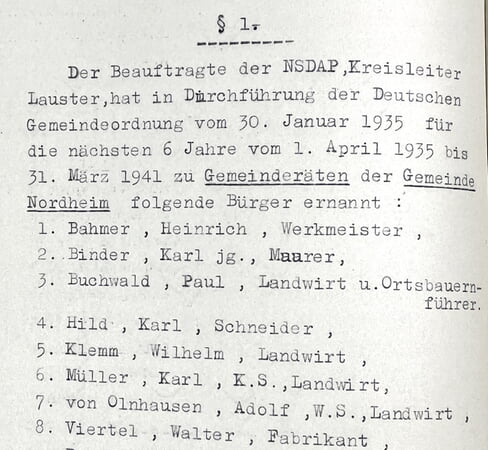 Aus dem Protokoll vom 28.9.1935 (KS = Karls Sohn, WS = Wilhelms Sohn)