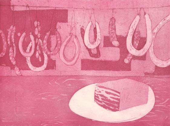 Ye Qian, o. T., 2024, Radierung, ca. 21 x 29,7 cm