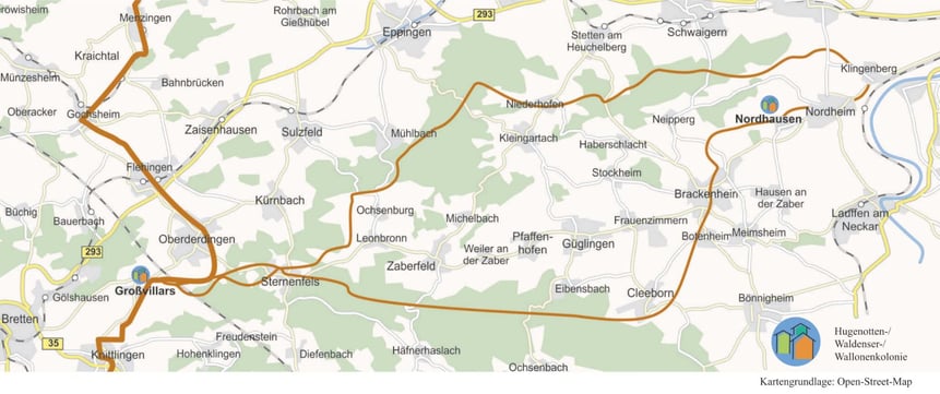 Karte Wegverlauf der Wegschleife Nordhausen
