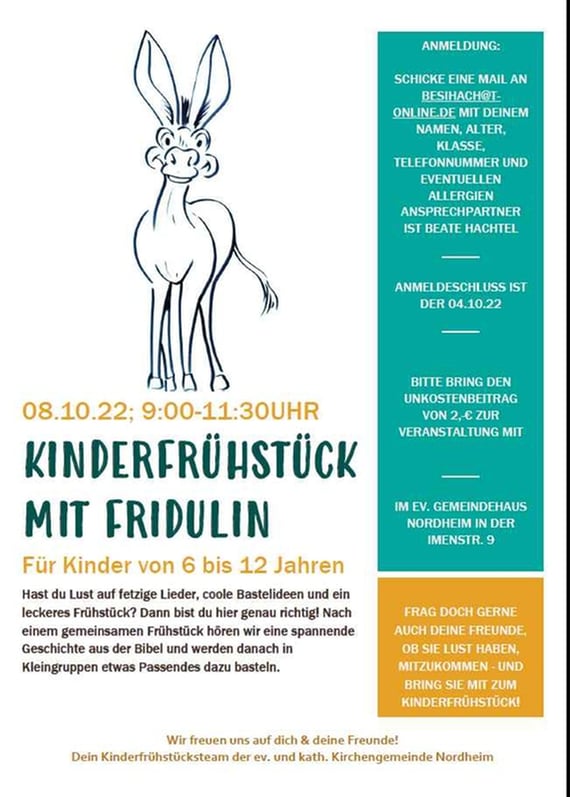 Plakat Kinderfrühstück mit Fridulin